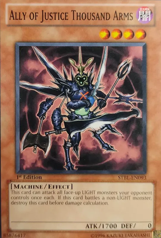 یک عدد کارت بازی اصلی(اورجینال) یوگی اوه ALLY  OF JUSTICE  THOUSAND  ARMS gallery0